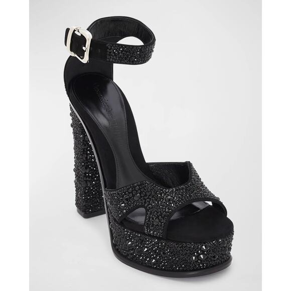 Alexander McQueen Crystal Platform High Heel Sandals - 9 - Black - Picture 2 of 3